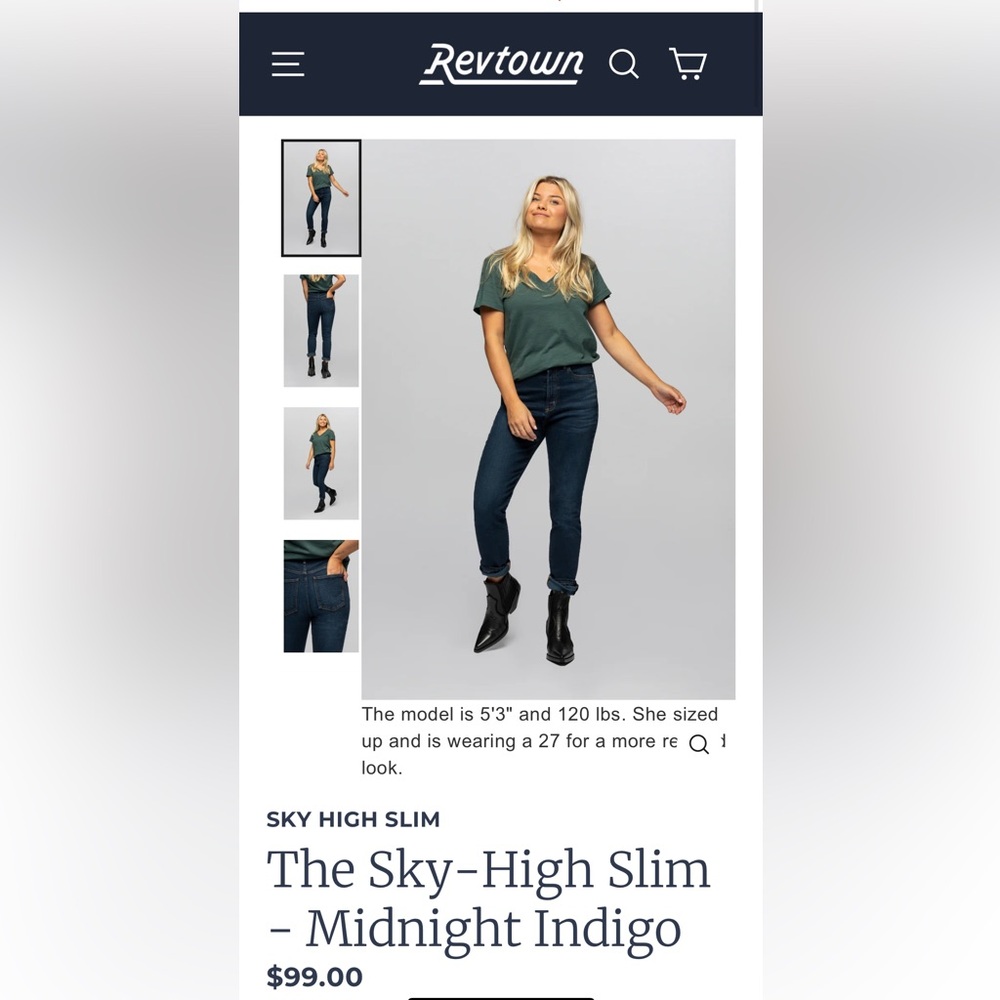 Revtown Women's Sky-High Slim Jeans - Midnight Indigo